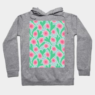 Wild colorful boho floral pattern in mint green and pink Hoodie